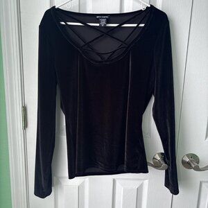 Hot Topic Velvet Pentagram Shirt Womens M Gothic Punk Stretchy Vampire